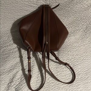 Marley Lilly Elegant Brown Faux Leather Backpack/Shoulder Bag